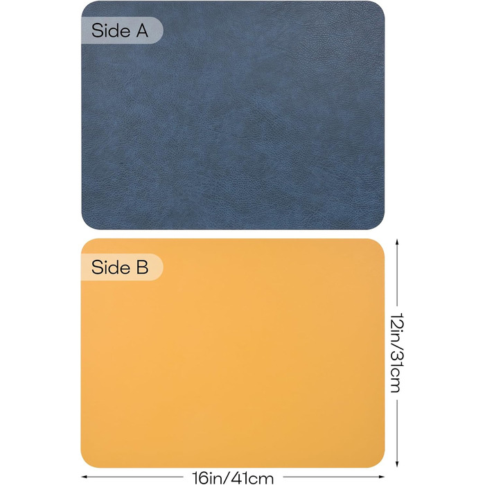 Набір підставок під тарілки 6 шт., синій, 40x30 см, нековзкі, миючіся, з термостійкого кожзаму