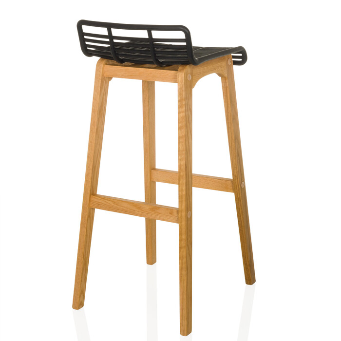 Барний стілець LONSO W з дуба та чорного пластику hjh OFFICE