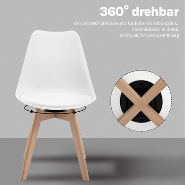Стільці для їдальні WOLTU, набір 2 шт, з обертанням, з масиву дерева та штучної шкіри, до 100 кг, сучасний дизайн
