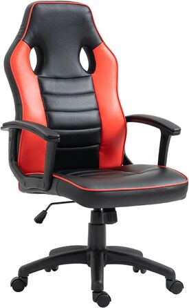 Ігрове крісло SVITA Гоночне крісло Ергономічне крісло для ПК Регульована по висоті Висока спинка Діти Підлітки (чорний/червоний)