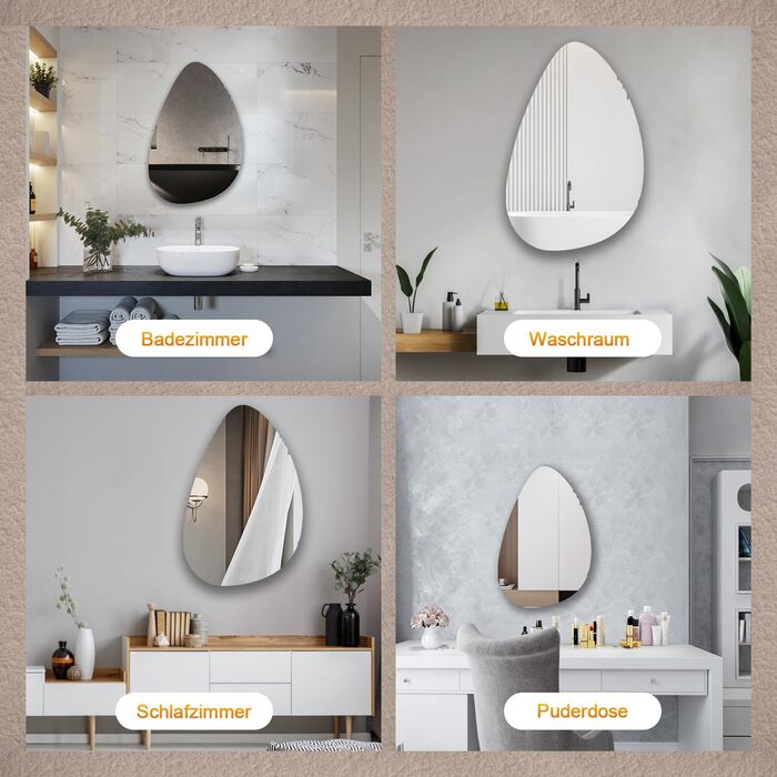 Дзеркало для ванної кімнати Boromal - Чорне, 45x70 см, Вертикальне/Горизонтальне, для ванної, вітальні, туалету