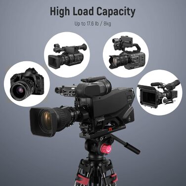 NEEWER відеоштатив 200 см з алюмінію, 360° флюїд-голівка, для DSLR камер Canon, Nikon, Sony, вантажопідйомність 8 кг