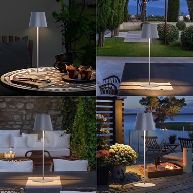 LED настільна лампа MALUX 2 шт. бездротова з сенсором, для дому та вулиці, перезарядна, 3 режими температури кольору, регулювання яскравості, таймер, чорний та сірий кольори