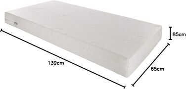 Дитяче ліжко-приліжкове Love For Sleep 120x60 з матрацом з піною Aloe Vera сірого кольору, дуб Francis. Ліжко для новонароджених, збірна конструкція, збірка за 5 хвилин.