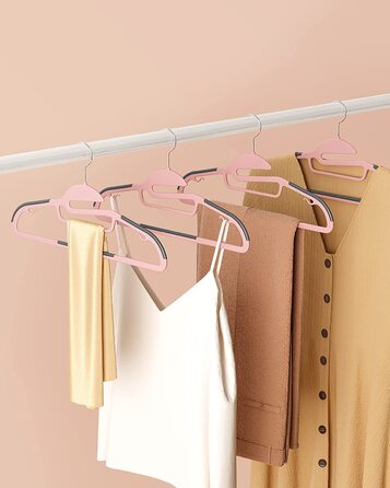 Плечики для одягу SONGMICS, 50 шт., пластикові, обертовий гачок, рожево-темно-сірий, 41.5 см