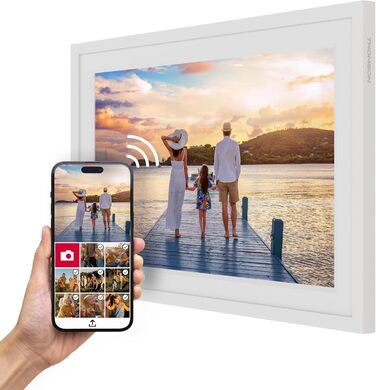 Фоторама Thomson Fotorahmen 10 дюймів: IPS FHD, сенсорний екран, 32 ГБ, Wi-Fi, для iOS/Android (біла)