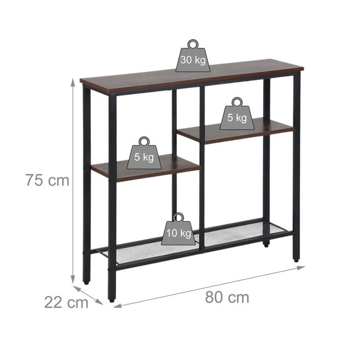 Столик-консоль Relaxdays з 4 полицями