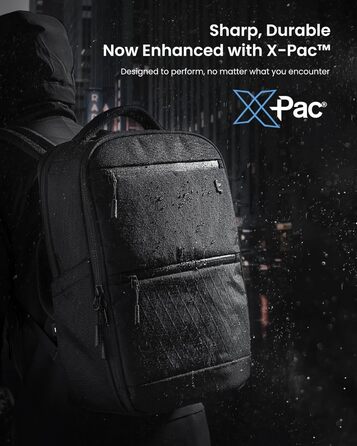 Рюкзак Tomtoc X-Pac, Рюкзак для ноутбука преміум класу для роботи, подорожей, 15.6-дюймовий ноутбук, чорний (20 л)