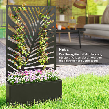 Підвищений грядок з захистом від поглядів, квітник, металевий ящик для рослин, шпалерна опора для саду, 61 x 23 x 113 см
