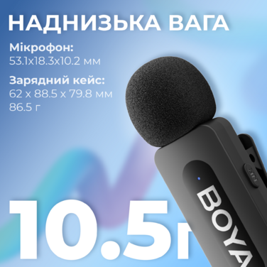 Бездротовий петличний мікрофон BOYA BY-V30 Type-C Black