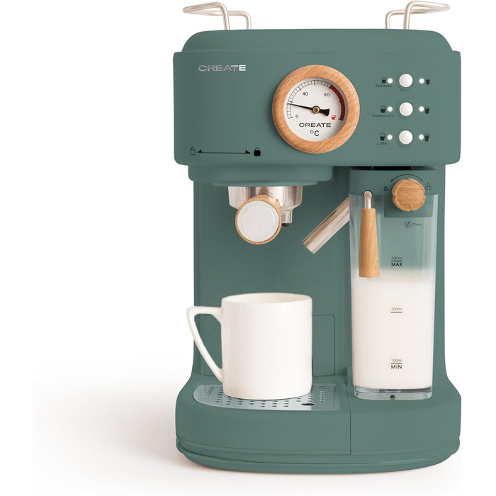 Напівавтоматична кавомашина Grn-Sage / тиск 20 бар, 3 кавові делікатеси/вбудований контейнер для молока та резервуар для води 1,5 л / потужність 1250 Вт