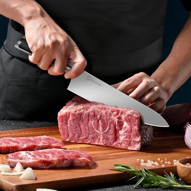 Набір ножів Sunnecko 6 шт. з підставкою – кухонний набір ножів, кухонні ножі з ергономічними ручками, гострими лезами, підставка з нержавіючої сталі та акації