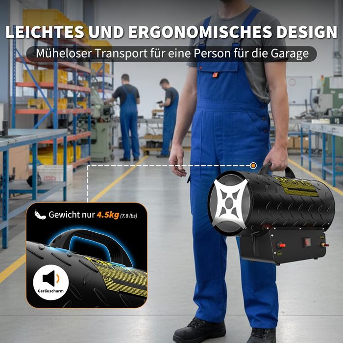 Газовий нагрівач для приміщень: газовий нагрівач-вентилятор, 30 кВт, 320 м³/год, з шлангом 1,4 м, 700 мбар