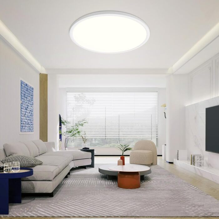 З регулюванням яскравості, ультратонкий Ø40см, білий, для вітальні, спальні, ванної кімнати, 36W LED DL