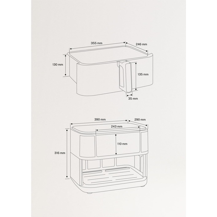 Фритюрниця повітряна 4.2L з паром, 6 програм, 1300W (10L Dual, кремовий)