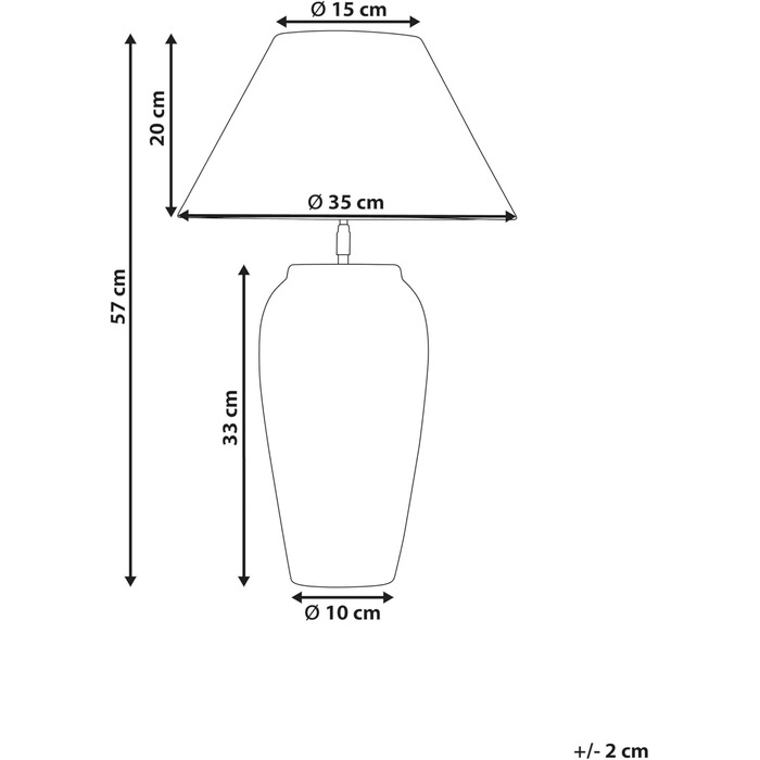 Настільна лампа Beliani з керамічним цоколем у формі вази, білий абажур, регульований вимикач