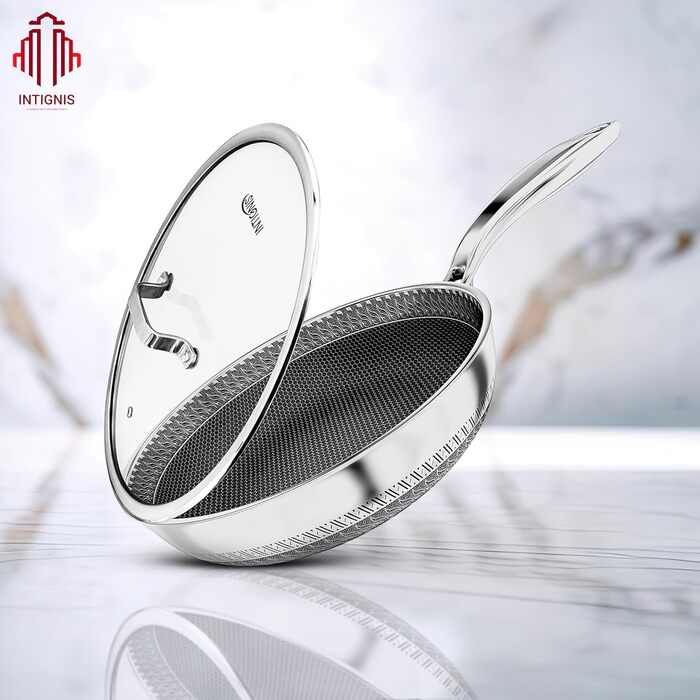 INTIGNIS® Сковорода з кришкою – 30 см / 6 л – з антипригарним покриттям | Стійка до подряпин | Глибока | Без хімікатів | Сковорода з нержавіючої сталі