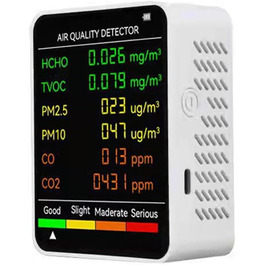 Монітор якості повітря 6-в-1: PM2.5, PM10, TVOC. Прилад для дому, офісу, теплиці (білий)