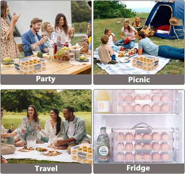 Контейнер для яєць з кришкою, 2-ярусний, 36 відділень, органайзер для яєць 