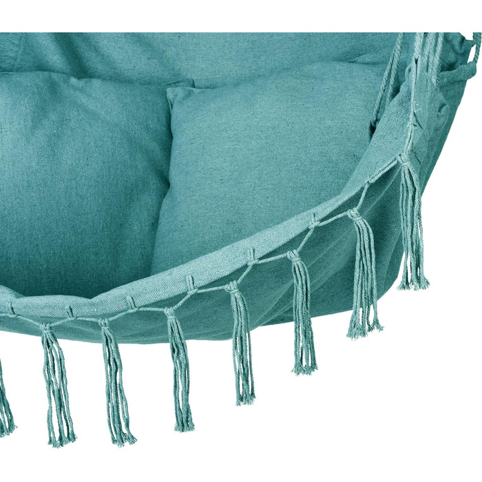 Підвісне крісло-гойдалка з подушкою 100x130x75 см, до 150 кг, для саду та дому, бохо стиль (Турквіс)