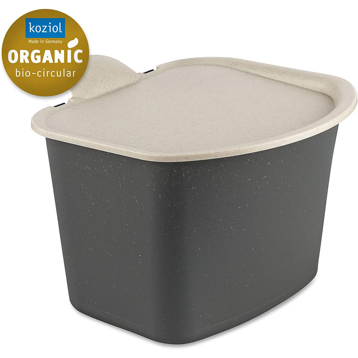 Кухонне відро для органічних відходів Koziol Bibo 3L (органічний синій), відро для компосту з кришкою, кухонне органічне відро для сміття, стійке до запахів і миється, зі знімною відкидною кришкою, маленьке і безпечне для миття в посудомийній машині (нату