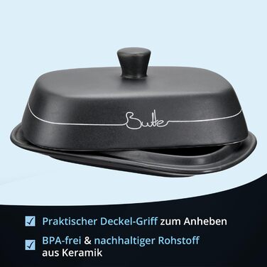 Набір контейнерів для картоплі, цибулі та часнику KHG, 3 шт., кераміка, бамбукові кришки, сірий антрацит, об'єм 3 л та 1,5 л (хлібниця та маслоблок)