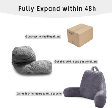 М'яке крісло-мішок для читання з підлокітниками, штучний хутро, велике, сірий колір