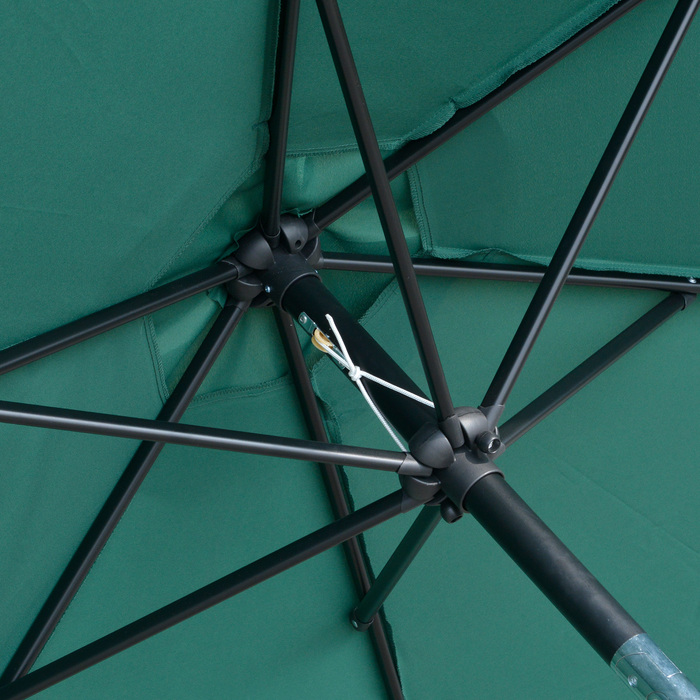 Аутсонячна шарнірна парасолька Garden Parasol Market Парасолька з ручною рукояткою Alu 180/㎡ Поліестер темно-зелений ∅2,6 x 2,35 м | Аосом