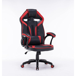Ігрове крісло ADGO Drift з підлокітниками, комп'ютерне крісло, ігрове крісло, стілець, офісне крісло з підголівником, ергономічне, конференц-робоче крісло, поворотне крісло для домашнього офісу з екошкіри (червоний)