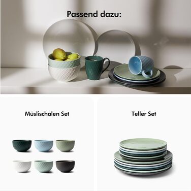 Набір чашок KIVY Tassen Set 6 шт. по 400 мл: великі чашки для кави та чаю, керамічні, кольорові, сучасний дизайн