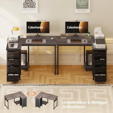 Комп'ютерний кутовий стіл Coleshome 120x70 см з 4 шухлядами, сірий, для офісу/кабінету/спальні