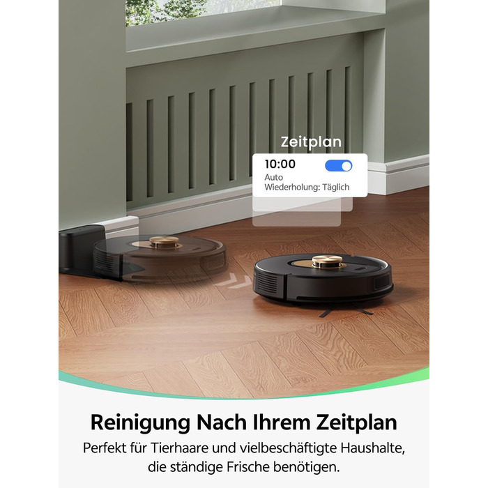 Робот-пилосос Vexilar з функцією миття підлоги, 8000Pa, LiDAR-навігація, 5 карт, 180 хв роботи, 50dB, керування через додаток та голосовий помічник, для твердих поверхонь та килимів, золотий