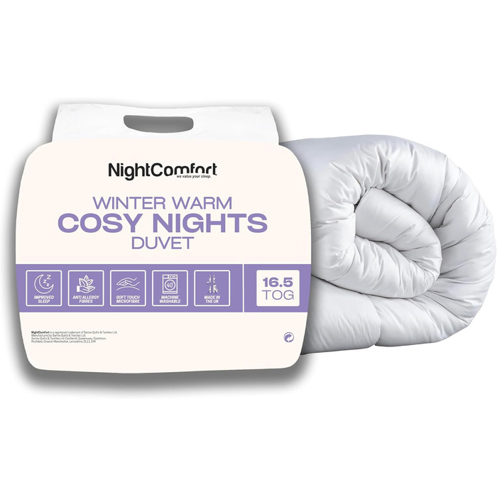 Ковдра антиалергенна Night Comfort Cosy Nights, 200x135 см, 16.5 Tog, Біла, Преміум мікрофібра