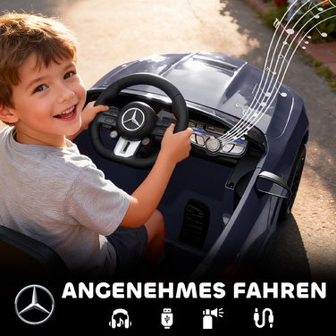 Електромобіль для дітей Kinder, дизайн Mercedes-Benz, двигун 12V, пульт дистанційного керування, світлодіодні фари, музика, для дітей віком 3-6 років, сірий колір