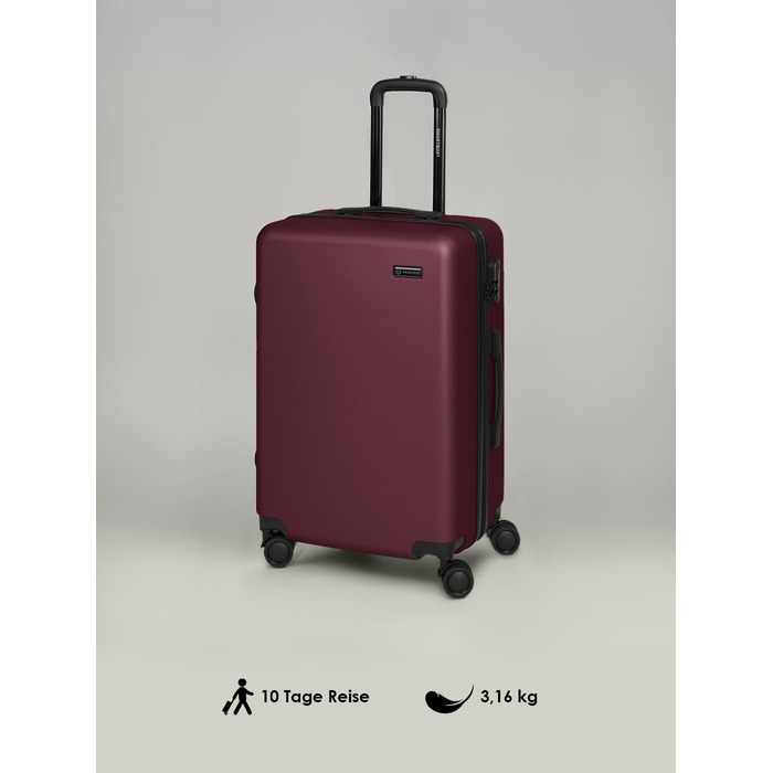 Набір валіз Smartbox Hartschalen 3 шт. для жінок та чоловіків | Легкі та міцні валізи з ABS-пластику | 4 колеса, кодовий замок (Edition 05) (Бургунді, валіза M (66 см))