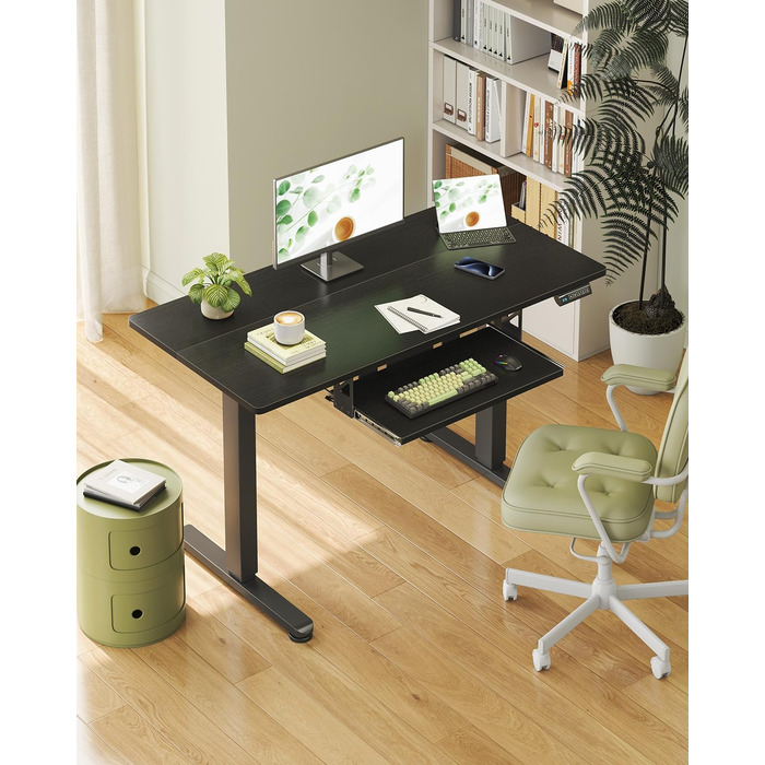 Електричний стіл OffiGo, 100x50 см, з підставкою для клавіатури, 3 режими пам'яті, для роботи та навчання, білий