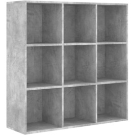Книжкова шафа з 9 відділеннями Стояча полиця Настінна полиця Офісна полиця Полиця для зберігання книжкової шафи Бетонно-сірий 98x30x98см Інженерна деревина