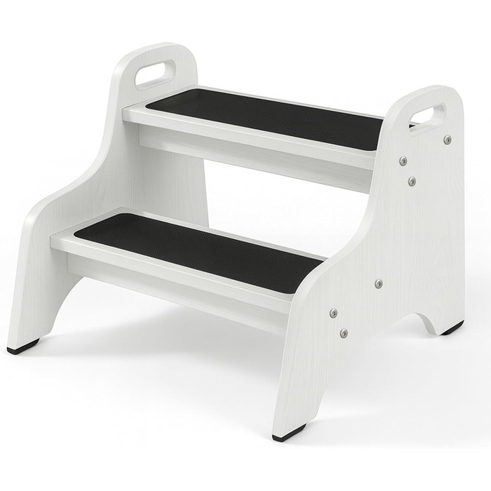 Дерев'яний дитячий стільчик Tritthocker з 2 сходинками, неслизький, для ванної та кухні, скандинавський дизайн, колір: натуральний (білий)