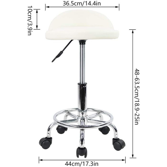 Офісний стілець на коліщатках KKTON, обертовий стілець, регульований по висоті, обертовий стілець з низькою спинкою і підставкою для ніг, виготовлений зі штучної шкіри (білого кольору)