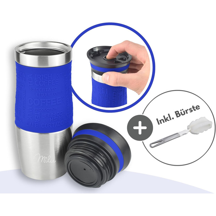 Термокружка Milu 450мл/370мл з нержавіючої сталі, 100% захист від протікання, для кави, подорожей, авто