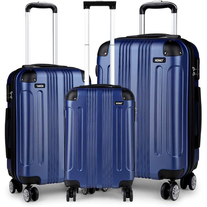 Набір валіз KONO Zwillingsrollen 3шт. (M-L-XL) з ABS-пластику, темно-синій
