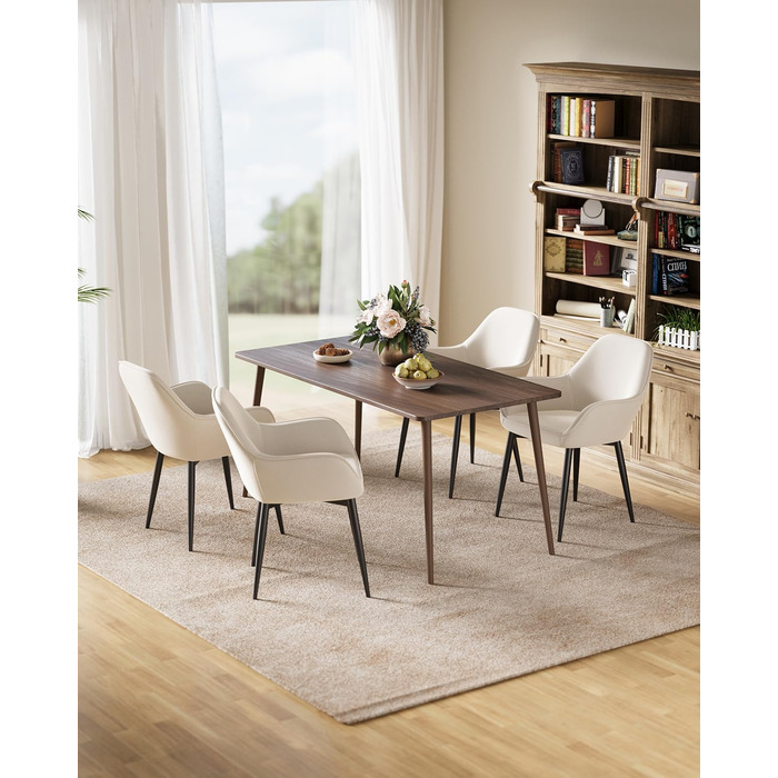 Крісло Eluchang для їдальні та кухні, з підлокітниками, оксамитове, на 4 шт., кремове