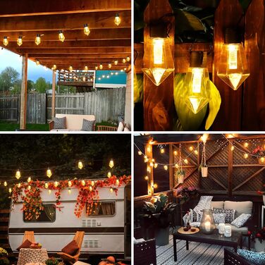 LED гірлянда для вулиці на батарейках з таймером, 9м, 12 лампочок ST64, USB зарядка, 5000mAh, для декору саду, вечірки, весілля, Різдва