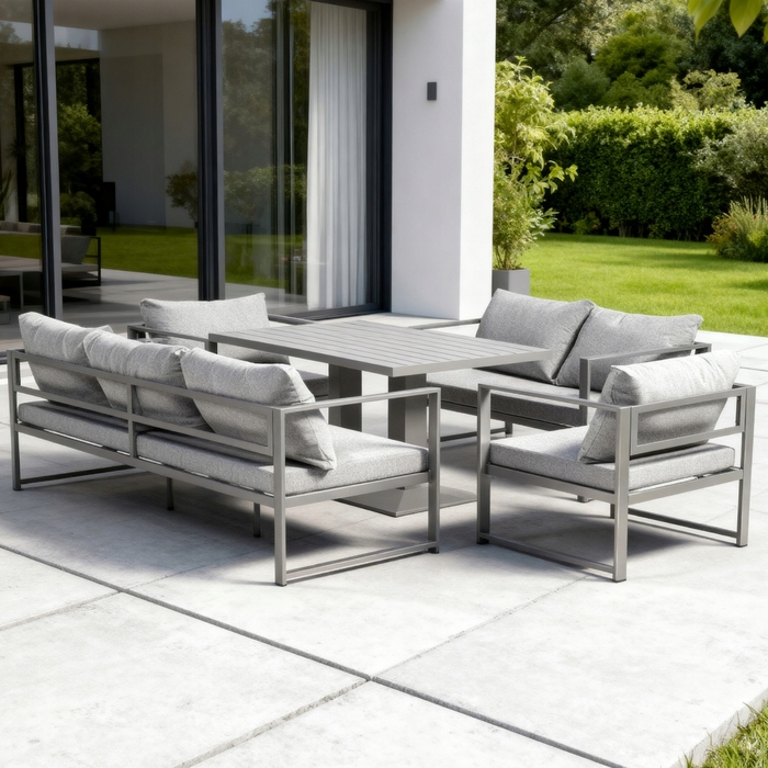 Комплект садових меблів зі сталі, сірий, 5 предметів