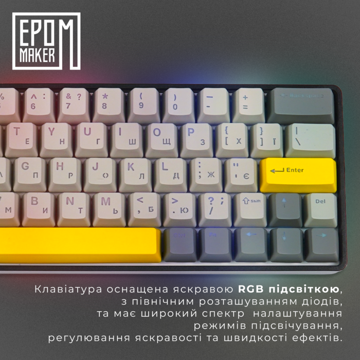 Клавіатура механічна бездротова EPOMAKER EP64 Mulan Black (EP64-B-M)