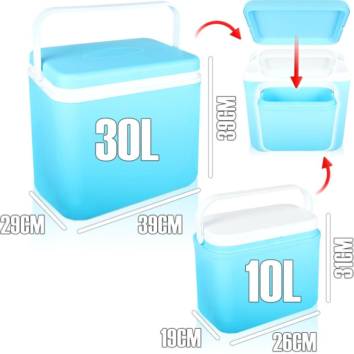 Набір з 2 холодильних коробок 30 л 10 л ізольована коробка сумка-холодильник кемпінговий термобокс ізольований мішок синій