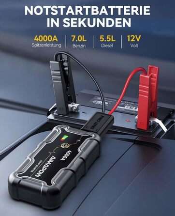 Powerbank Starthilfe AIMAPOW для автомобіля з компресором 160PSI, 27000mAh, 4000A, для бензинових та дизельних двигунів (до 12.0L), LED-ліхтар 600 LUM