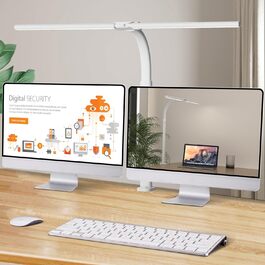 LED настільна лампа LOTTBUTY з регулюванням яскравості, 24W, 80см, для офісу та дому, з гнушим шийкою (біла)