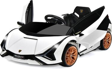 Дитячий електромобіль Lamborghini 12V COSTWAY з пультом, MP3, радіо, музикою та LED-фарами, для дітей 3-8 років, білий