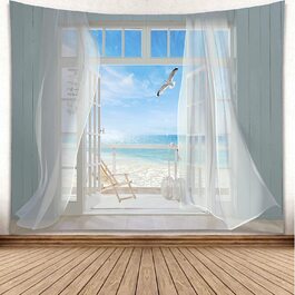 Настінний гобелен YISURE із зображенням чайок, моря, неба, настінне мистецтво для спальні, вітальні, кімнати в гуртожитку, прикраса, 230 x 180 см